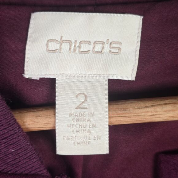 Chicos Purple Faux Suede Mixed Media Moto Jacket Size 2 Zip Pockets Lined - Picture 3 of 13
